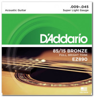 D'Addario EZ890 85/15 Bronze Super Light Acoustic Guitar Strings 9/45