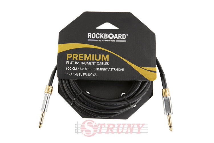 Rockboard RBO CAB FL PR 600 SS PREMIUM Flat Instrument Cable, straight/straight, 600 cm Інструментальний кабель