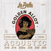La Bella 40PT 80/20 Golden Alloy Acoustic Guitar Strings EL 10/50