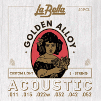 La Bella 40PCL 80/20 Golden Alloy Acoustic Guitar Custom Light 11/52