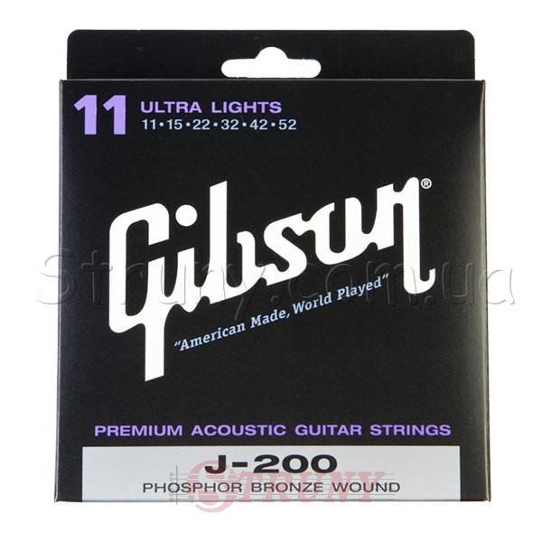 Gibson SAG-J200UL Phospher Bronze Acoustic Guitar Strings 11/52