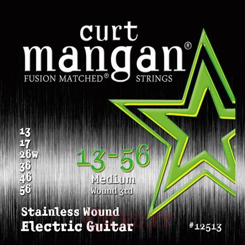 Curt Mangan 12513 Medium Stainless Wound Electric Guitar Strings 13/56