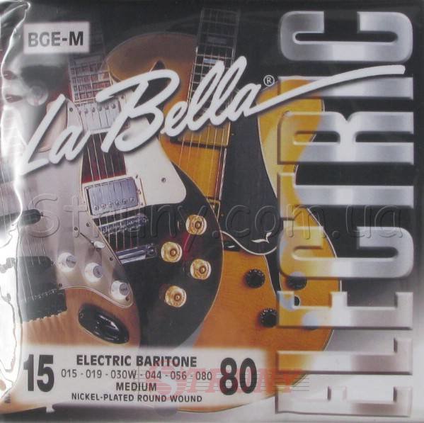 La Bella BGE-M Electric Baritone Nickel Plated Wound Medium Strings 15/80
