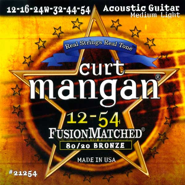 Curt Mangan 21254 Med-Light Bronze 80/20 Acoustic Guitar Strings 12/54