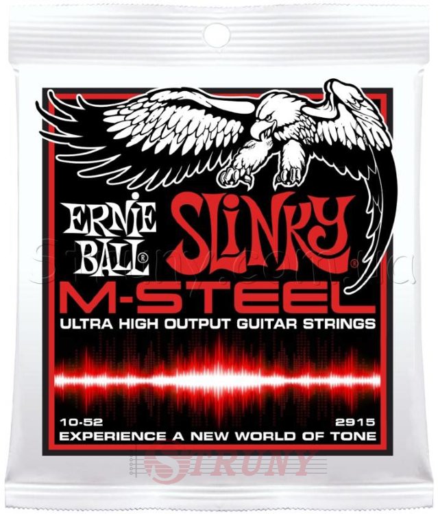 Ernie Ball 2915 M-Steel Top Heavy Bottom Slinky Electric Guitar Strings 10/52