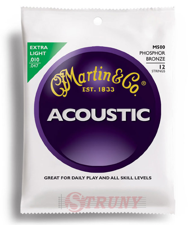 Martin M500 Traditional Acoustic 92/8 Phosphor Bronze Extra Light 12-String 10/47
