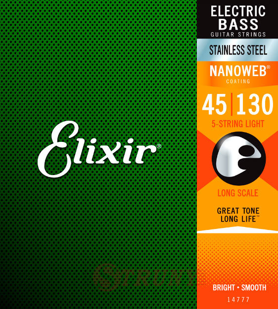 Elixir 14777 Nanoweb Coated Stainless Steel Medium-Light 5-Strings 45/130