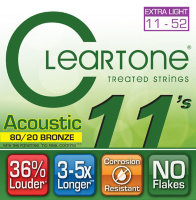 Cleartone 7611 Coated 80/20 Bronze Acoustic Guitar Strings Extra Light 11/52