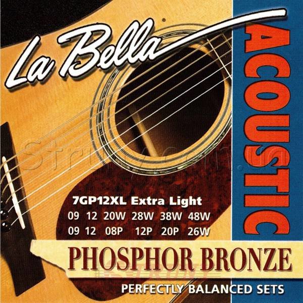 La Bella 7GP12XL Phosphor Bronze Acoustic Guitar 12-Strings 9/48