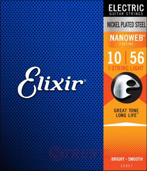 Elixir 12057 Nanoweb Nickel Plated Steel 7-String Light 10/56