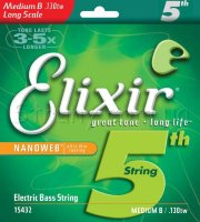 Elixir 15432 Nanoweb Coated Nickel Plated Steel Single Bass String 130 Medium B/TW
