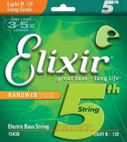 Elixir 15430 Nanoweb Coated Nickel Plated Steel Single Bass String 130 Light B