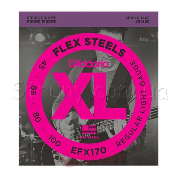 D'Addario EFX170 Flex Steels Light Long Scale 45/100