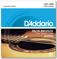 D'Addario EZ910 85/15 Bronze Light Acoustic Guitar Strings 11/52