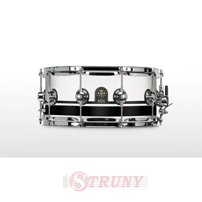 NATAL DRUMS CAFE RACER SNARE 14x6.5 PIANO WHITE BLACK SPARKLE DOUBLE SPLIT Малий барабан