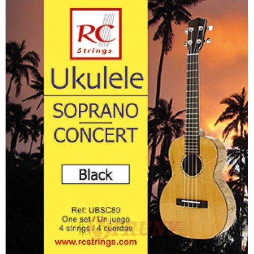 Royal Classics UBSC80 Ukulele Black Soprano-Concert Strings