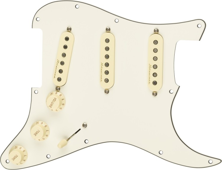 FENDER PRE-WIRED STRAT PICKGUARD VINTAGE NOISELESS WHITE