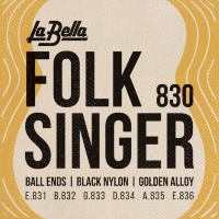 La Bella 830 Folksinger Black Nylon Golden Alloy Medium