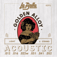 La Bella 40PS 80/20 Golden Alloy Acoustic Guitar Strings Light 12/52