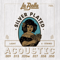 La Bella 700L Silver Plated Acoustic Guitar Strings Light 9/50