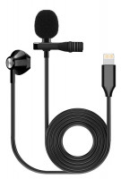Fzone KM-06 LAVALIER MICROPHONE W/ EARPHONE (Lighting) Петличний мікрофон з навушником для iOS