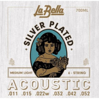 La Bella 700ML Silver Plated Acoustic Guitar Strings ML 11/52