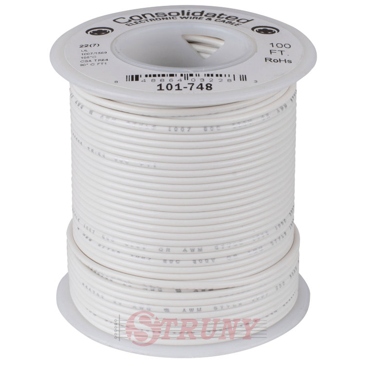 Consolidated 101-748 White Провод ПВС PVC 22AWG