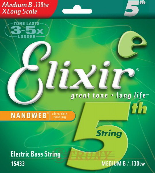 Elixir 15433 Nanoweb Coated Nickel Plated Steel Single Bass String X Long Scale 130 Medium B/TW