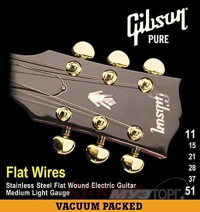Gibson Flatwires Stainless Steel Flatwound Струны для электрогитары 11/51