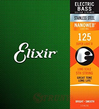 Elixir 13426 Nanoweb Stainless Steel Single Bass String Long Scale .125 Super Light B