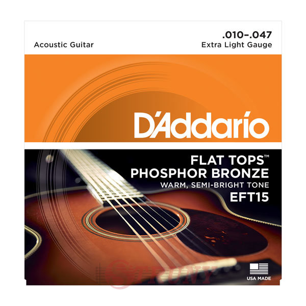 D'Addario EFT15 Flat Tops Phosphor Bronze Extra Light 10/47