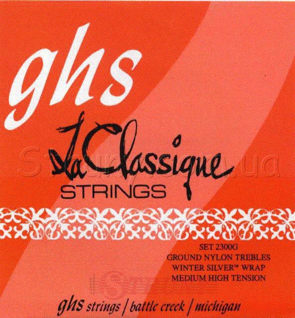 GHS 2300G Ground Nylon Winter Silver Basses Medium High Tension Classical Guitar Strings