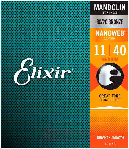 Elixir 11525 Mandolin 80/20 Bronze with Nanoweb Coating Medium 11/40