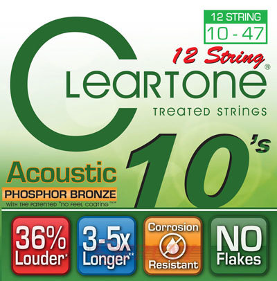 Cleartone 7410-12 Coated Phosphor Bronze Acoustic Guitar 12 Strings Ultra Light 10/47