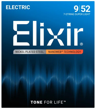 Elixir 12007 Nanoweb Nickel Plated Steel 7-String Super Light 9/52 Elixir 12007 Nanoweb Nickel Plated Steel 7-String Super Light 9/52