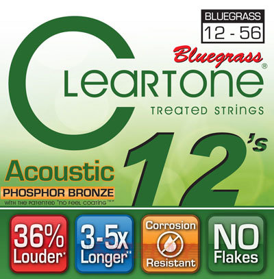 Cleartone 7423 Coated Phosphor Bronze Acoustic Guitar Strings Light 12/56