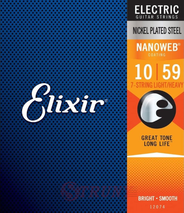 Elixir 12074 Nanoweb Nickel Plated Steel 7-String Light/Heavy 10/59