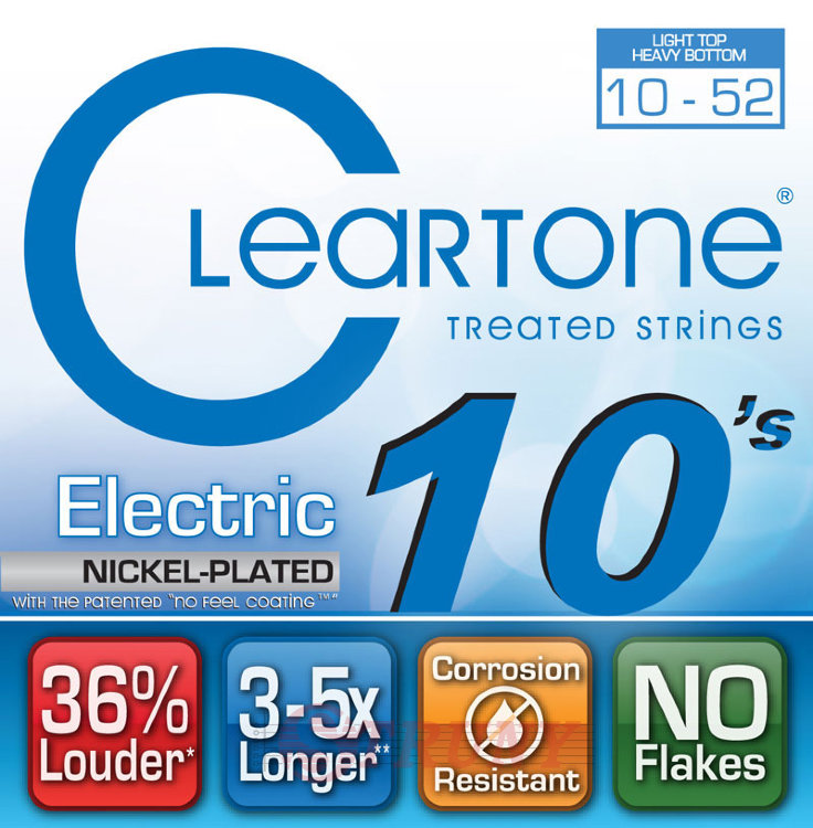 Cleartone 9420 Coated Electric Guitar Strings Light Heavy Bottom 10/52