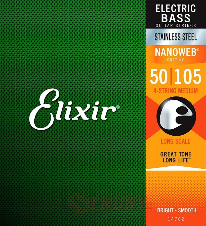 Elixir 14702 Nanoweb Coated Stainless Steel Medium 4-Strings 50/105