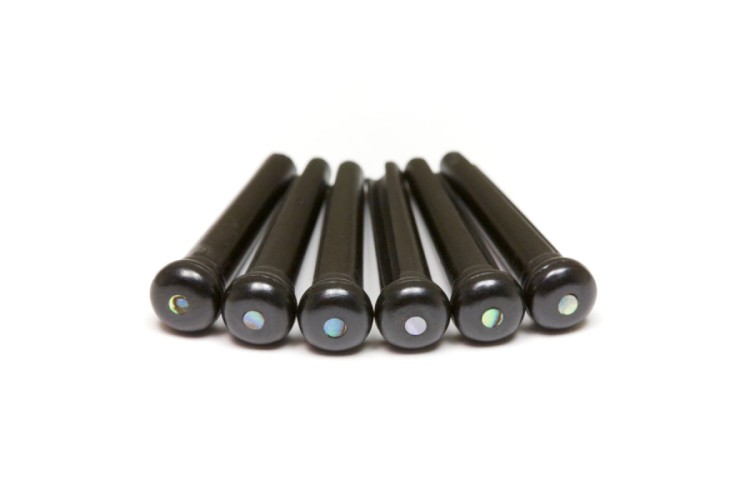 GRAPH TECH PP-2182-00 TUSQ Bridge Pins Martin Style 2mm Black / Paua Dot (6 Pcs)