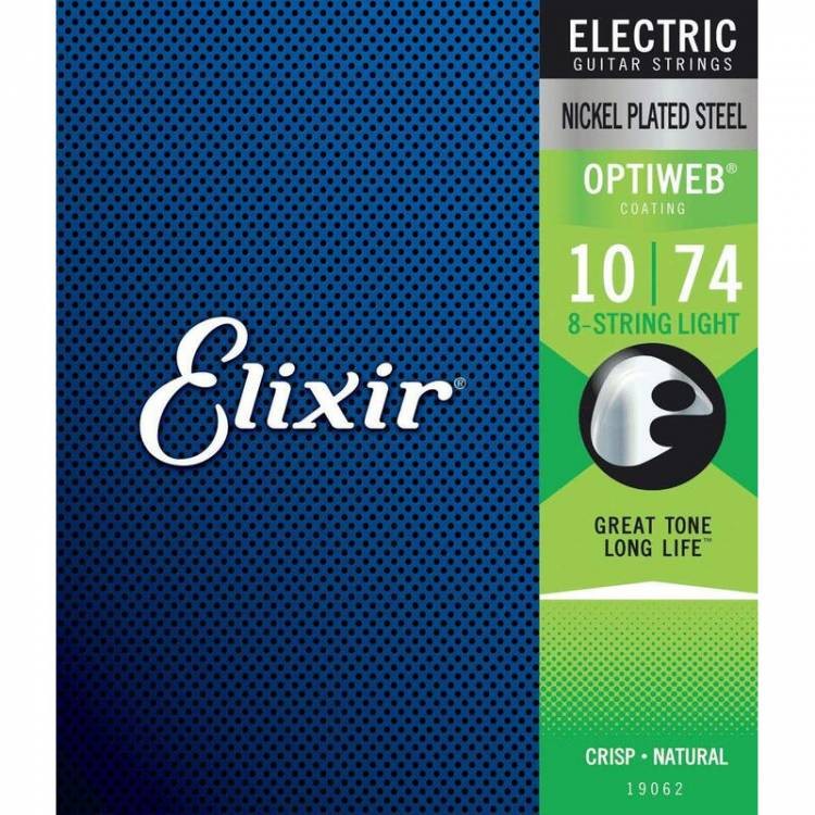 Elixir 19062 Optiweb Nickel Plated Steel 8-String Light 10/74