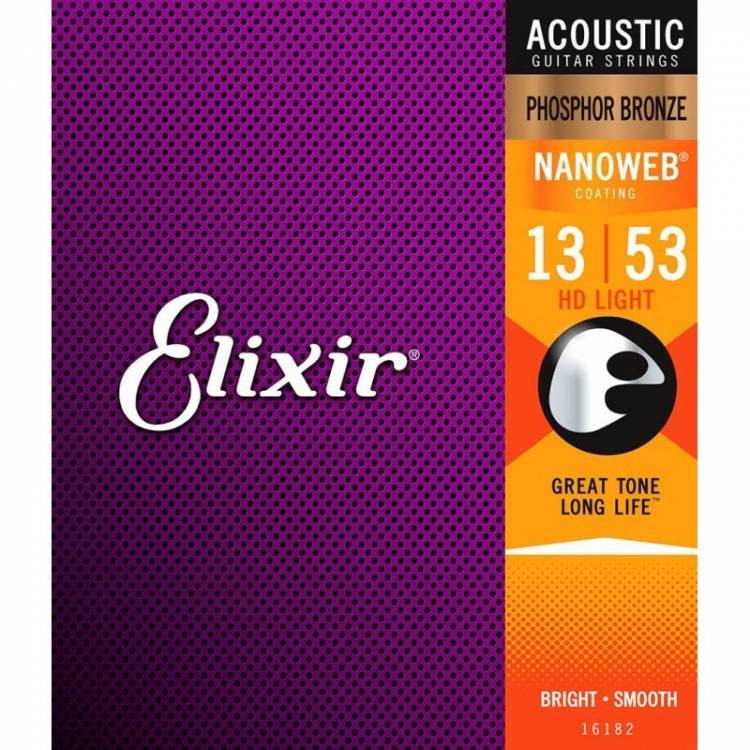 Elixir 16182 Nanoweb Phosphor Bronze Acoustic HD Light 13/53