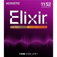 Elixir 11027 Nanoweb 80/20 Bronze Acoustic Custom Light 11/52 (AC NW CL) Elixir 11027 Nanoweb 80/20 Bronze Acoustic Custom Light 11/52 (AC NW CL)