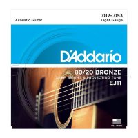 D'Addario EJ11 80/20 Bronze Light Acoustic Guitar Strings 12/53