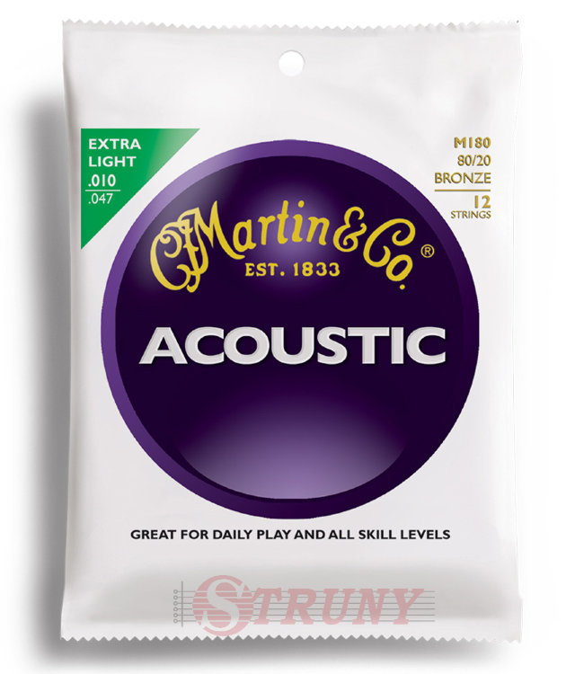 Martin M180 Traditional Acoustic 80/20 Bronze Extra Light 12-String 10/47