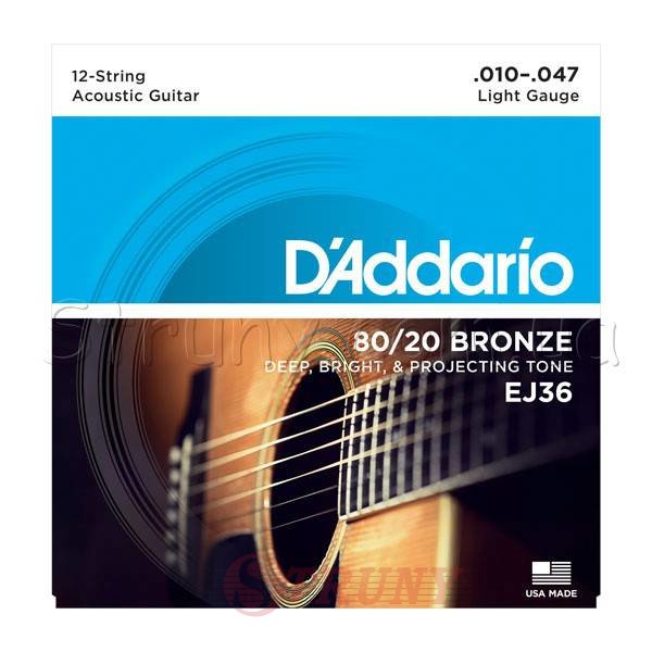 D'Addario EJ36 80/20 Bronze Extra Light Acoustic Guitar 12-Strings 10/47