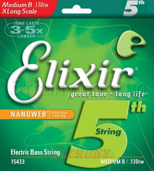 Elixir 14087+15433 Nanoweb Coated Nickel Plated Steel Medium Bass Custom 5 Strings 45/130 Extra Long TW