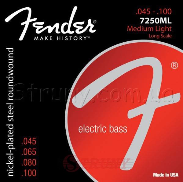Fender 7250ML Nickelplated Steel Roundwound Medium Lght Bass Strings 45/100