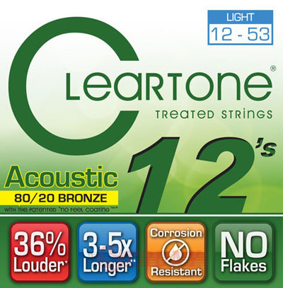 Cleartone 7612 Coated 80/20 Bronze Acoustic Guitar Strings Light 12/53