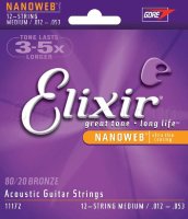 Elixir 11172 Nanoweb 80/20 Bronze Acoustic 12 Strings Medium 12/53